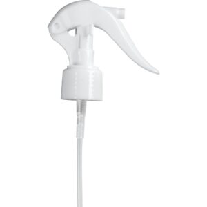 White Fine Mist Trigger Sprayer with 6-3/4″ Dip Tube, 24mm 24-410